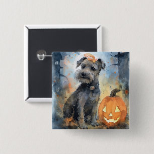 Chapa Cuadrada Halloween Chesapeake Bay Terrier con calabazas