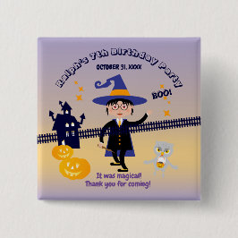Chapa Cuadrada Halloween Costume Boy Wizard Fiesta de cumpleaños