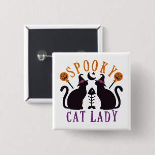 Chapa Cuadrada Halloween de gatos espeluznantes de la dama negra
