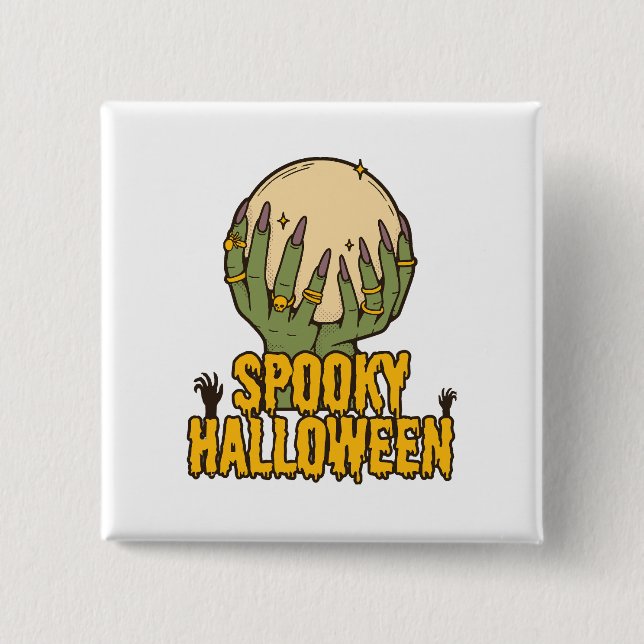 Chapa Cuadrada halloween espeluznante (Anverso)