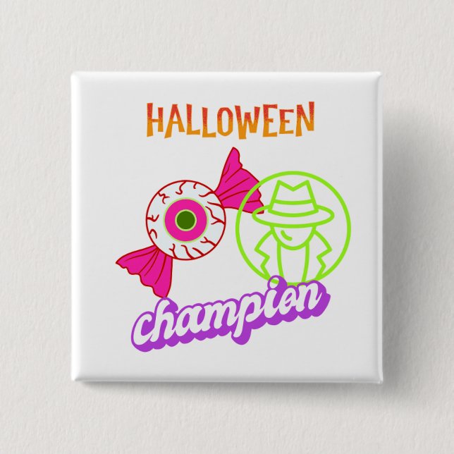 Chapa Cuadrada Halloween Espié Campeón Halloween (Anverso)