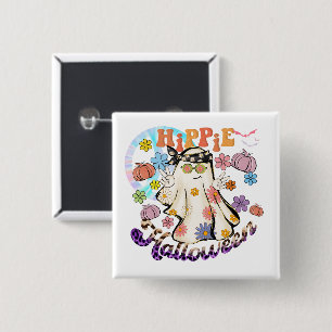 Chapa Cuadrada Halloween Hippie Halloween Ghost Retro