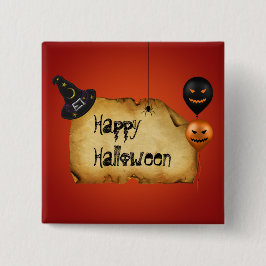 Chapa Cuadrada Halloween Old Parchment Greeting