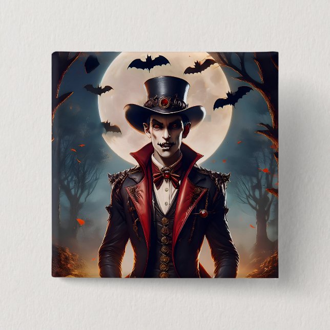 Chapa Cuadrada Halloween Steampunk Gótico Zombie Vampiro (Anverso)