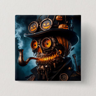 Chapa Cuadrada Halloween Steampunk Jack-O-Lantern gótico