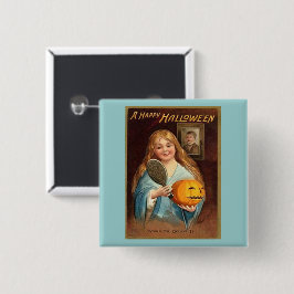 Chapa Cuadrada Halloween Vintage Lady con espejo