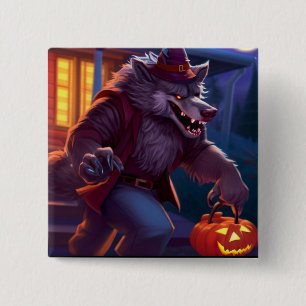 Chapa Cuadrada Halloween/werewolf/otoño/otoño