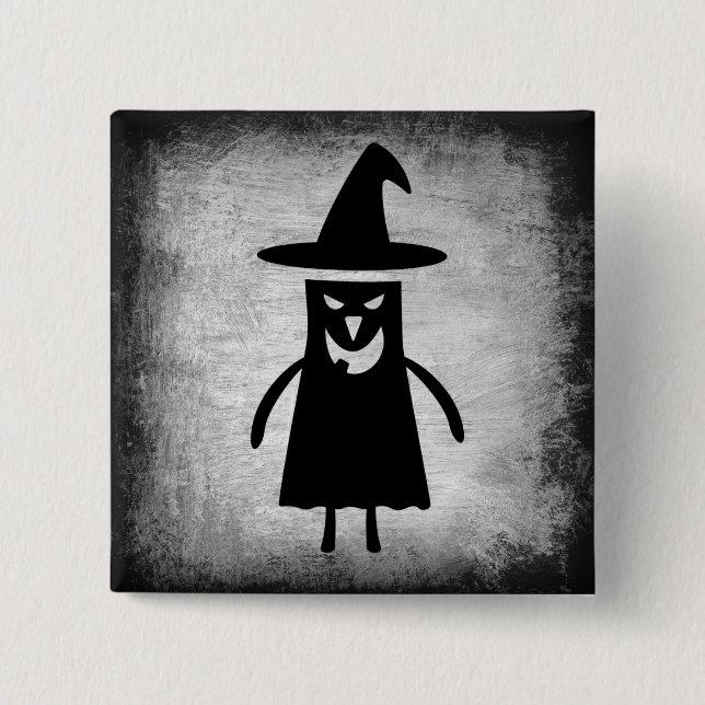 Chapa Cuadrada Halloween Witch (a little bit scary) Button (Anverso)