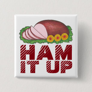 Chapa Cuadrada HAM IT UP Funny Navidades Fiesta Navidad