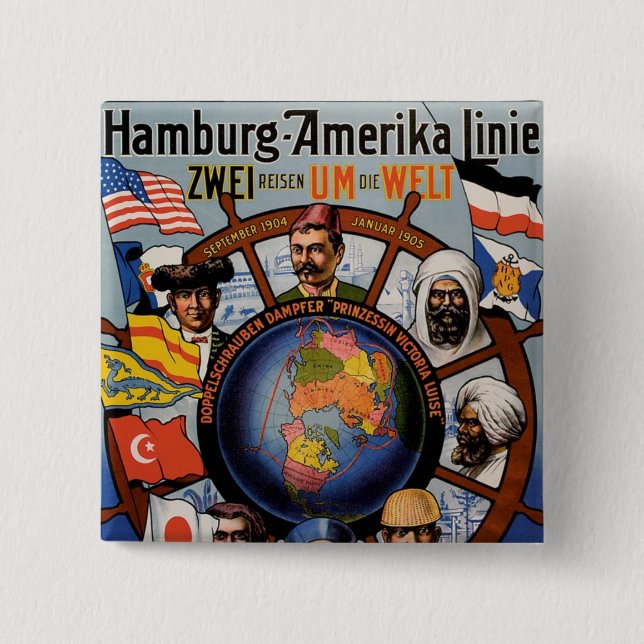 Chapa Cuadrada Hamburg Amerika Line Poster (Anverso)