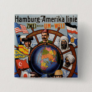 Chapa Cuadrada Hamburg Amerika Line Poster