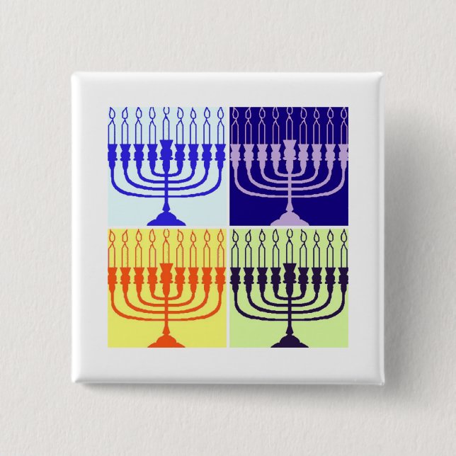 Chapa Cuadrada Hanukkah Menorah (Anverso)