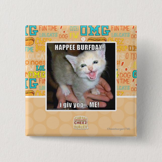 CHAPA CUADRADA ¡HAPPEE BURFDAY! (Anverso)