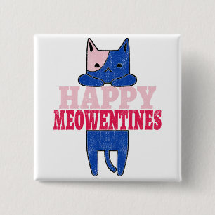 Chapa Cuadrada Happy Meowentines   Divertido regalo de el día de 