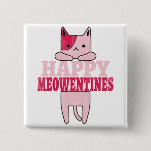 Chapa Cuadrada Happy Meowentines   Regalos El día de San Valentín