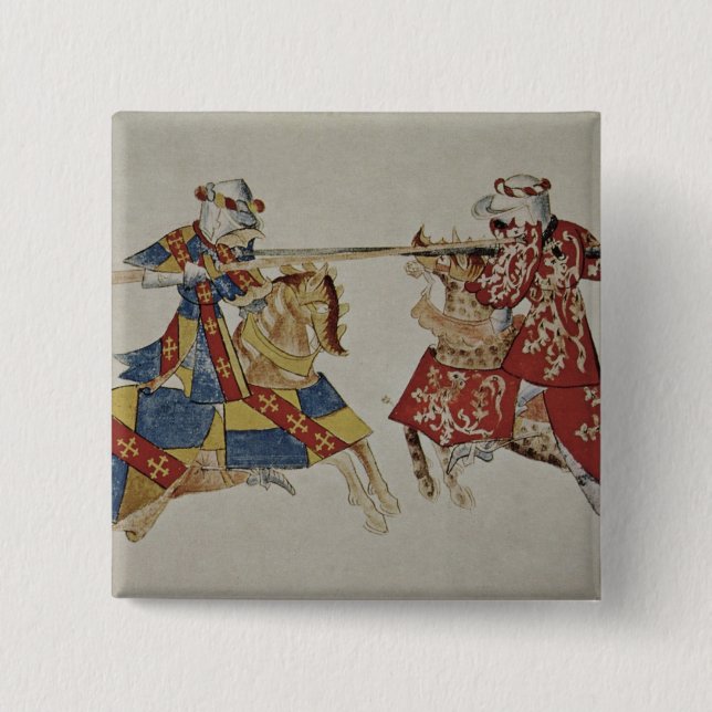Chapa Cuadrada Harley 4205 f.366 caballeros Jousting, c.1445 (Anverso)