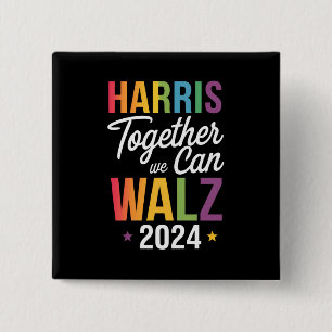 Chapa Cuadrada Harris Walz 2024 Kamala juntos podemos LGBT
