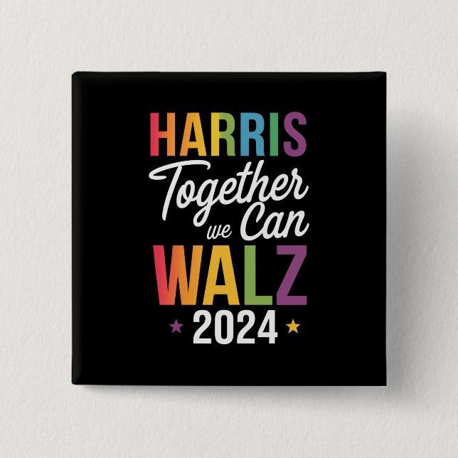 Chapa Cuadrada Harris Walz 2024 Kamala juntos podemos LGBT (Anverso)