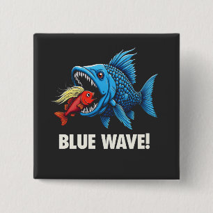Chapa Cuadrada Harris Walz Elección Olas azules Pescado demócrata