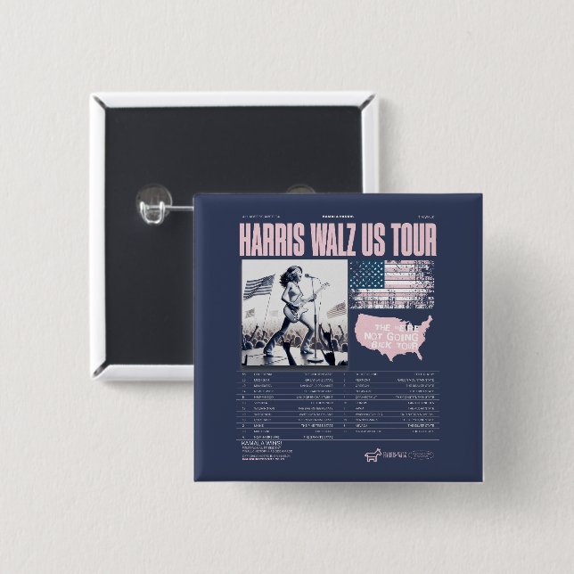 Chapa Cuadrada Harris Walz US Tour Kamala gana la inauguración (Anverso y reverso)