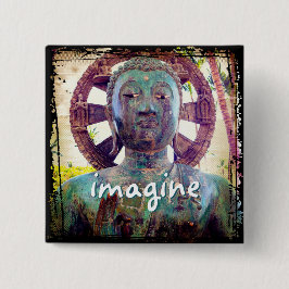 Chapa Cuadrada Hawai Turquoise Buddha Photo Imagine Script negrit