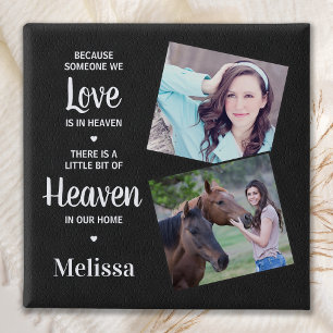 Chapa Cuadrada Heaven Memorial Sympathy Faux Leather Family Photo