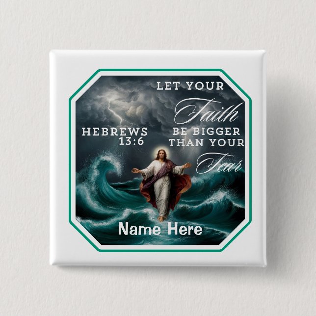 Chapa Cuadrada Hebreos 13:6 Personalizado de Fe por Temor Afirmac (Anverso)