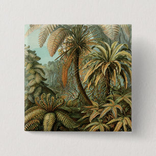 Chapa Cuadrada Helechos Palma Árbol Antiguo Arte Botánico Helecho