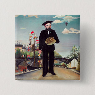 Chapa Cuadrada Henri Rousseau - Autorretrato-Paisaje