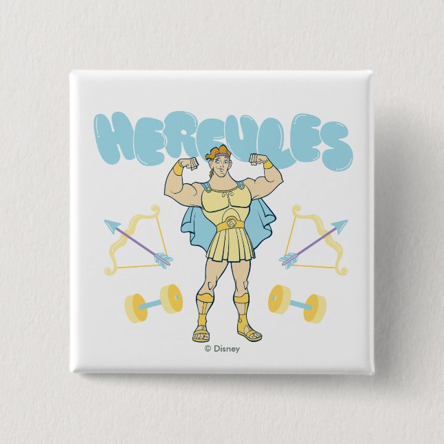Chapa Cuadrada Hercules Arrows and Dumbbells Flex Button (Anverso)