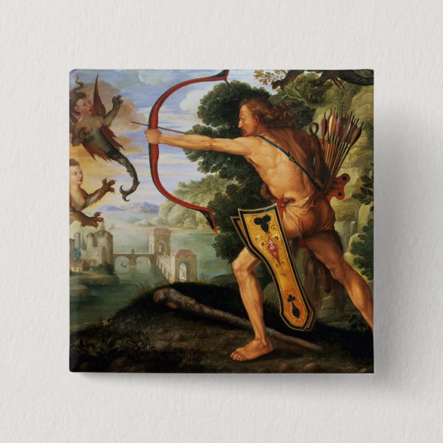 Chapa Cuadrada Hércules y los pájaros de Stymphalian, 1600 (Anverso)