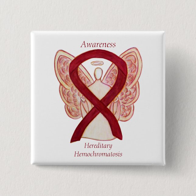 Chapa Cuadrada Hereditario Hemocromatosis Awareness Ribbon Pin (Anverso)