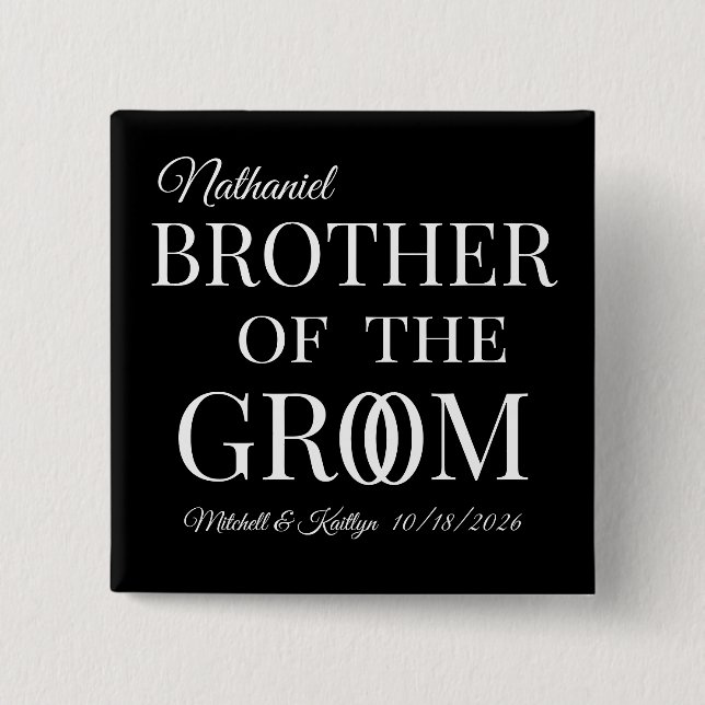 Chapa Cuadrada Hermano del Boda Groom (Anverso)