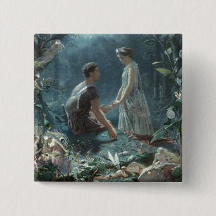 Chapa Cuadrada Hermia Lysander & hadas Sueño de una noche de vera