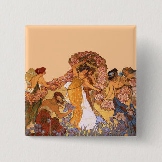 Chapa Cuadrada Hermosas mujeres de Art Nouveau con irlandeses y R