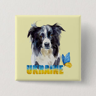 Chapa Cuadrada Hermoso Aquarela Perro y Mariposa de Ucrania