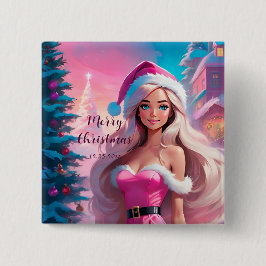 Chapa Cuadrada Hermoso Chica de Navidades rosados 01