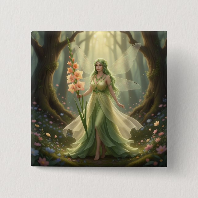 Chapa Cuadrada Hermoso Fairy August Peridot (Anverso)