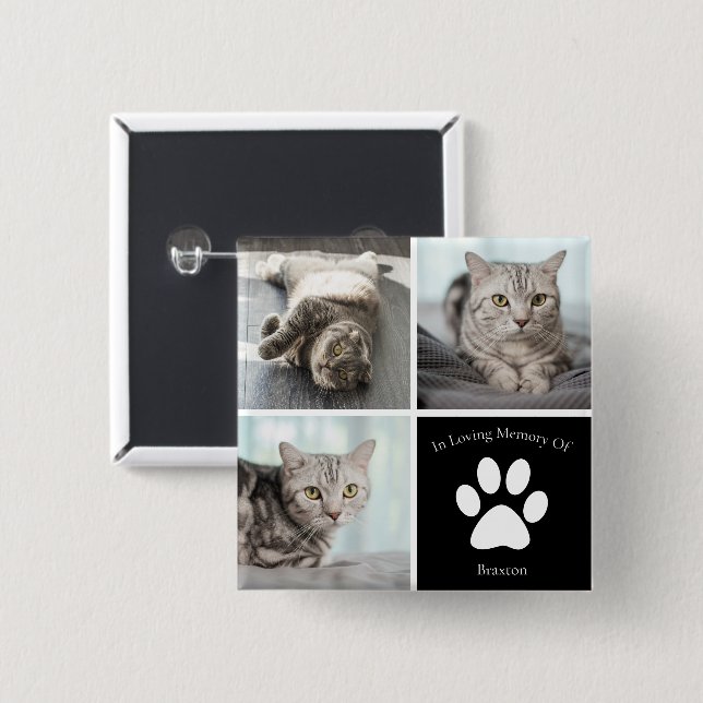Chapa Cuadrada Hermoso gato Personalizado Mascota foto Keepsake (Anverso y reverso)