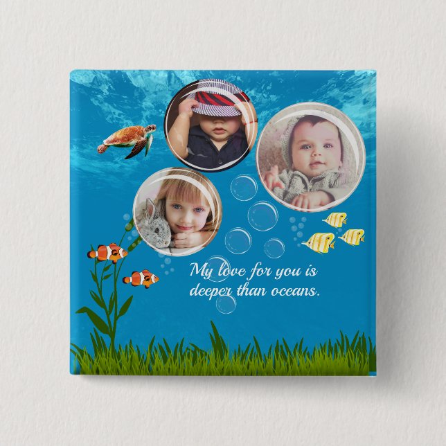 Chapa Cuadrada Hermoso Océano Azul Pescado Tropical Subacuático (Anverso)