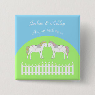 Chapa Cuadrada Hermoso Personalizado de caballos Boda blanco