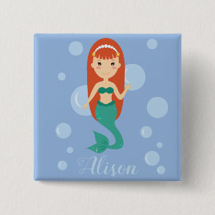 Chapa Cuadrada Hermoso personalizado de sirena chica nombre perso