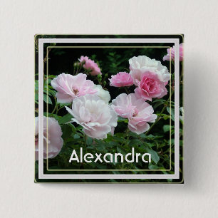 Chapa Cuadrada Hermoso pin de nombre de flores de rosa rosa de ve