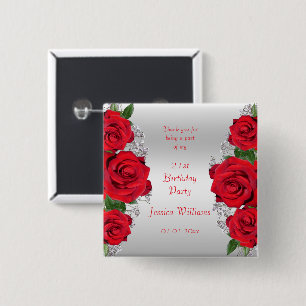 Chapa Cuadrada Hermoso Romántico Roses Roses Favor del Cumpleañ