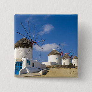 Chapa Cuadrada Hermosos molinos de viento en la isla de Mykonos,