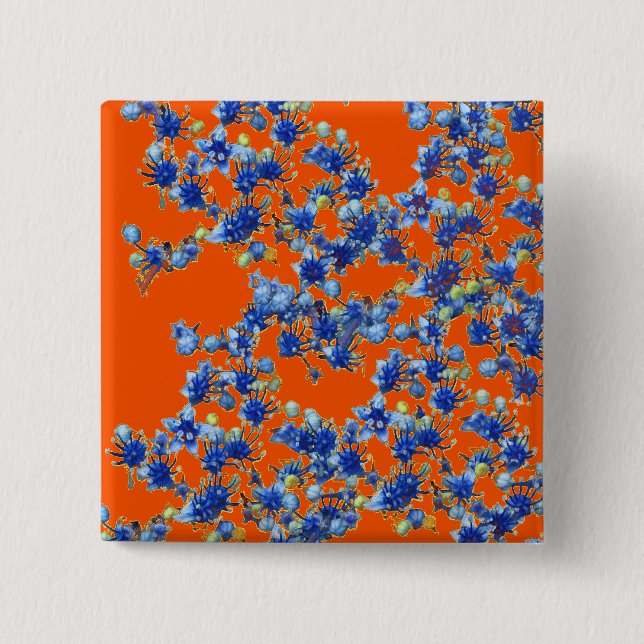 Chapa Cuadrada hidrangea naranja y azul (Anverso)