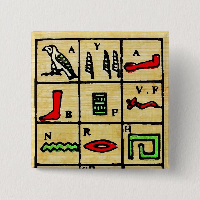 Chapa Cuadrada Hieroglyphics egipcios, símbolos alfabéticos (Anverso)