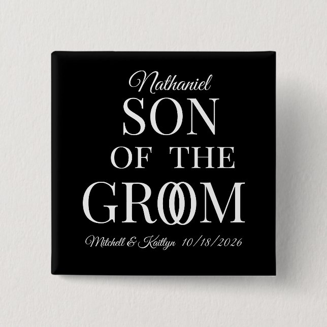 Chapa Cuadrada Hijo del Boda Groom (Anverso)
