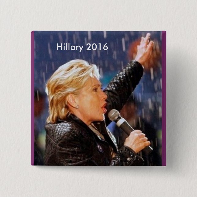 Chapa Cuadrada Hillary Clinton para el presidente 2016 (Anverso)