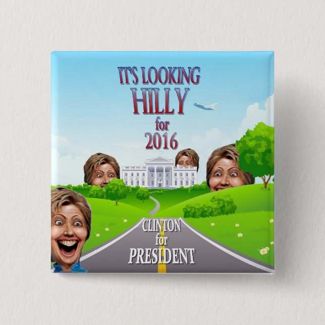 Chapa Cuadrada Hillary Clinton para el presidente en 2016 (Anverso)